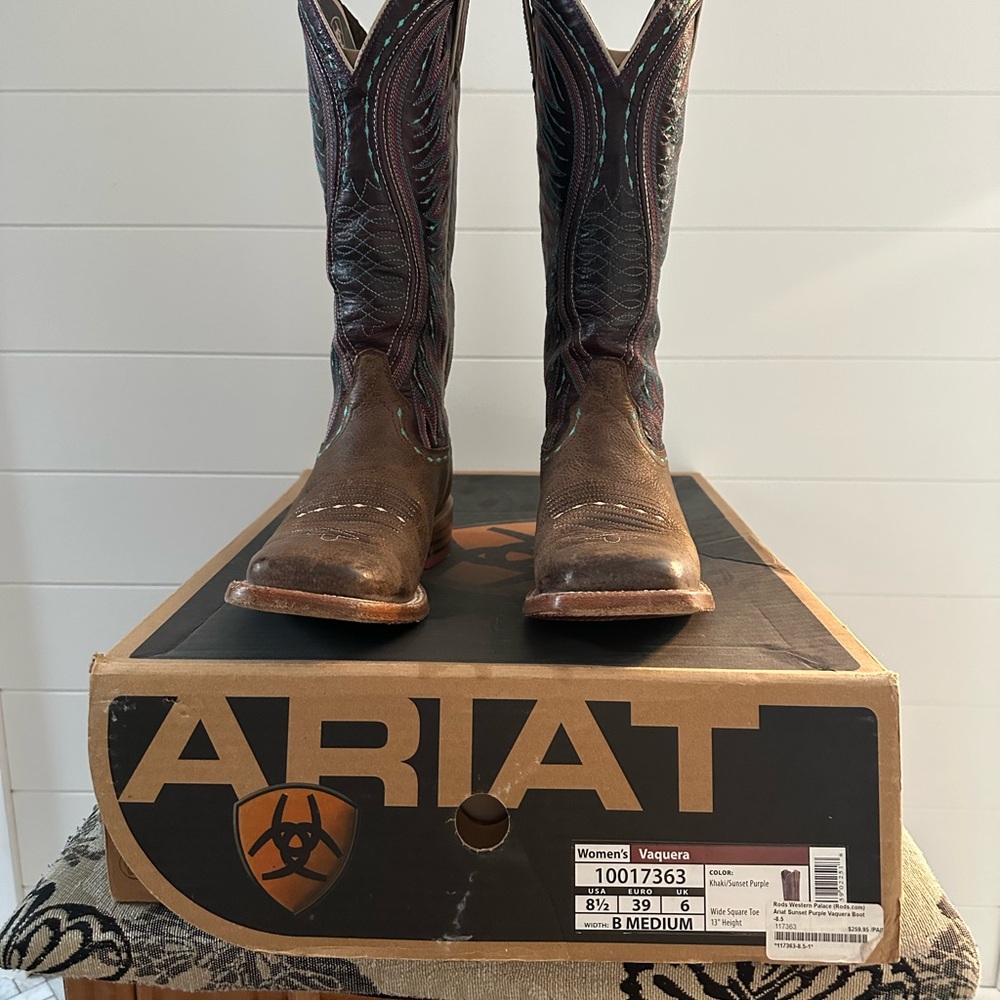 Ariat Women's Vaquera Cowboy Boots - Brown and Purple